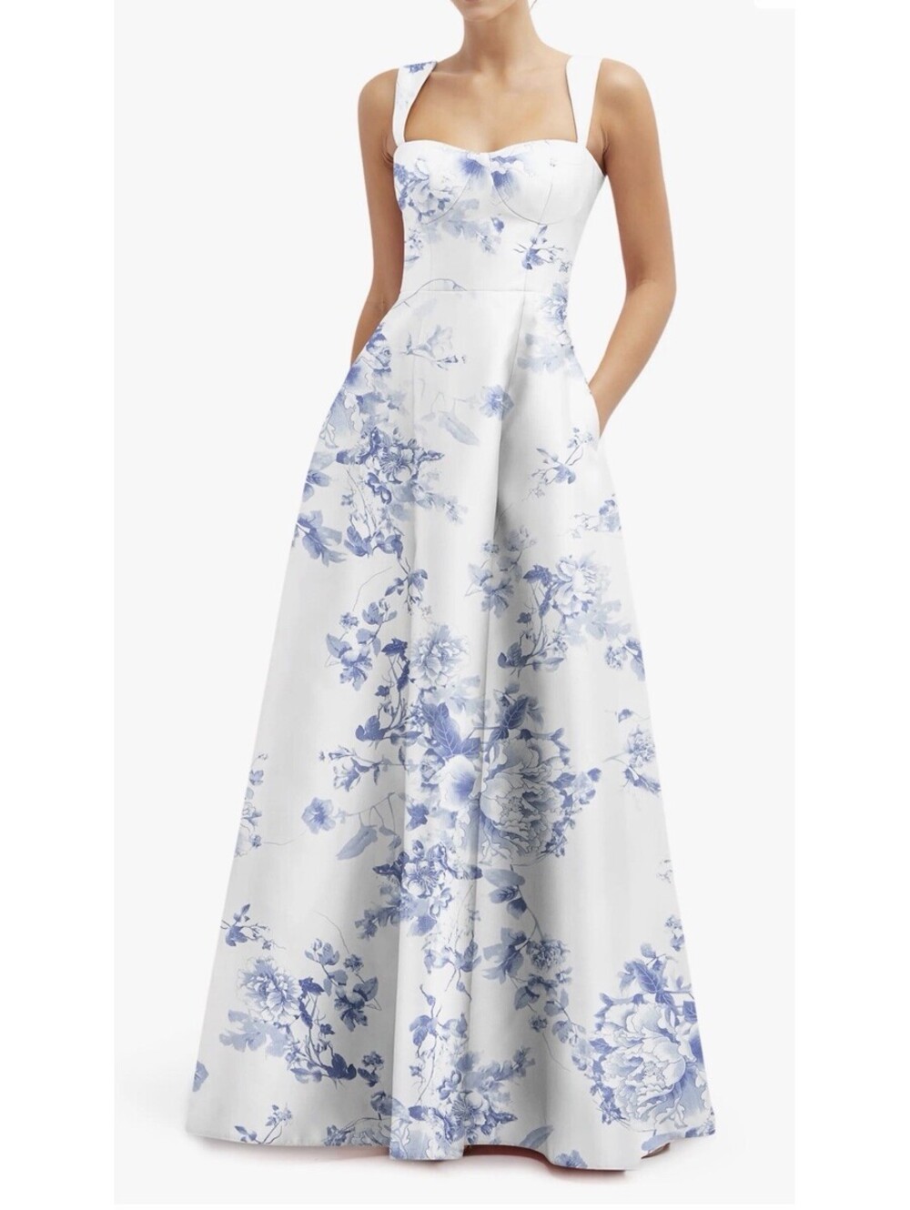 New Alfred Sung Floral Lace Up A-Line Gown Size 4 $289